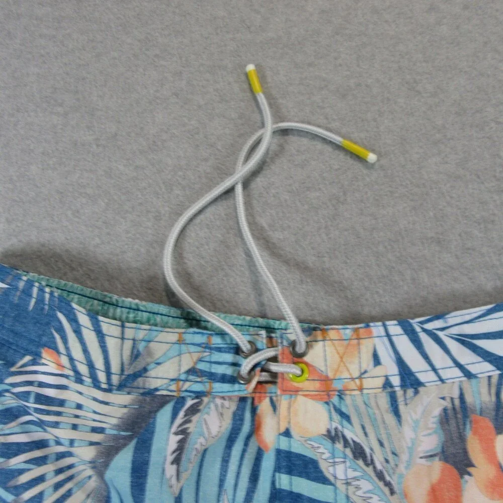 Tommy Bahama Mens Swim Trunks XL‎ x 9 Blue Floral Recycled Polyester Drawstring